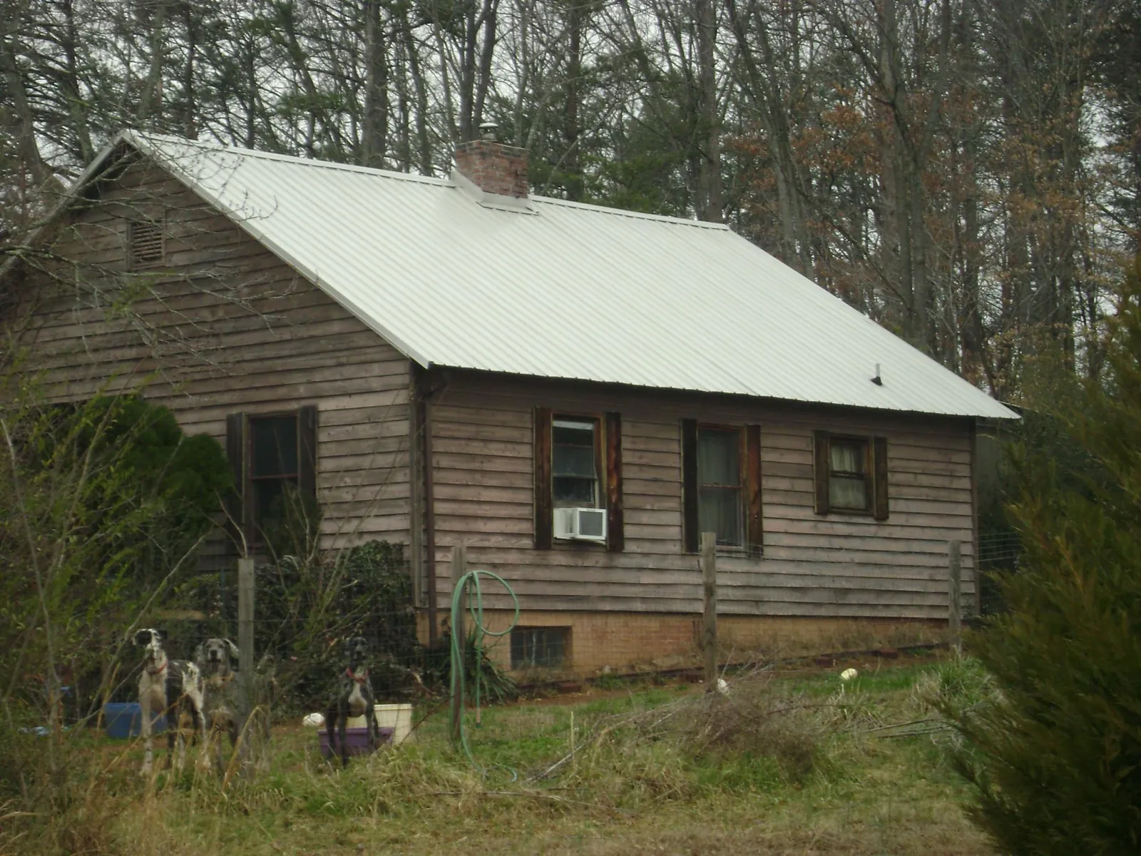 White metal roof on an old wood sided farmhouse, from a Metal Roof Installation job in Tamiment